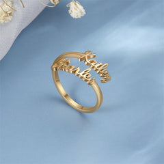 Double Name Ring, Two Name Ring, Adjustable Ring,
