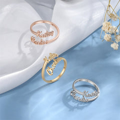 Double Name Ring, Two Name Ring, Adjustable Ring,