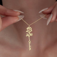 Personalized  Flower Name Necklace